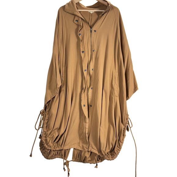 PILCRO Anthropologie ONE SIZE Viscose Utility Popover Jacket Coat Tan - Picture 2 of 11